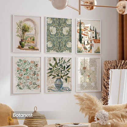 Botanest - Botanical & Mediterranean Framed Wall Art Set of 6