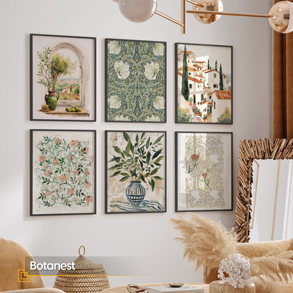 Botanest - Botanical & Mediterranean Framed Wall Art Set of 6