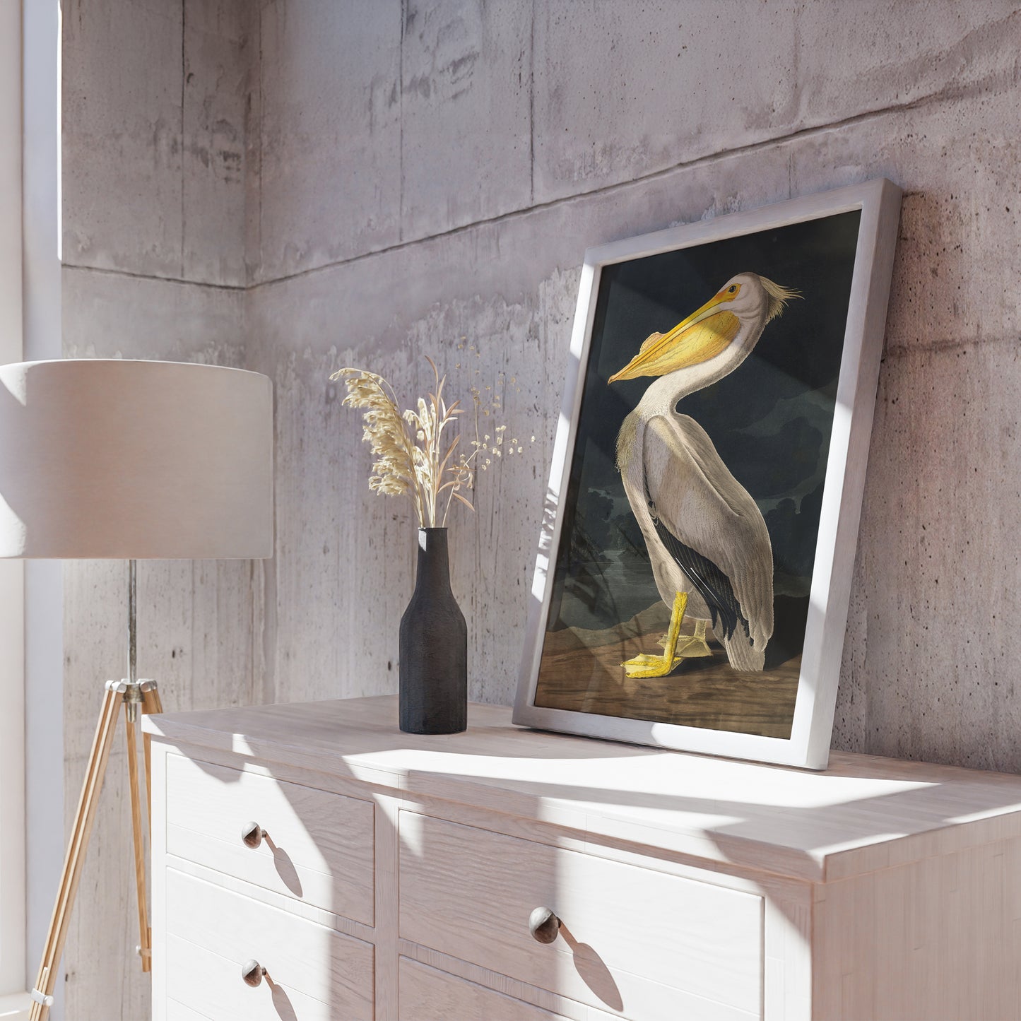 Vintage Bird Illustration 3 Piece Wall Art Set - Flamingo, Lovebirds & Pelican Print, Natural History Poster Set