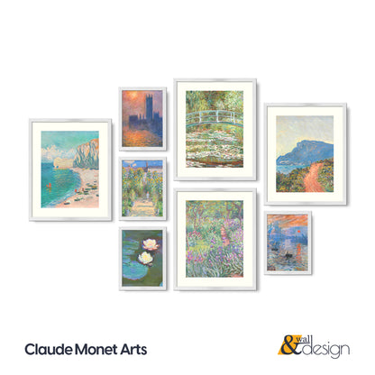 Claude Monet Wall Art Set of 8 | Monet Framed Gallery Fine Art Prints