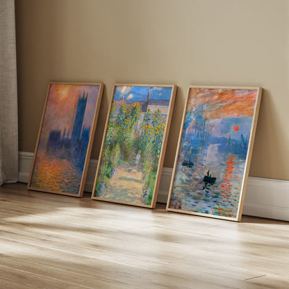 Claude Monet Wall Art Set of 8 | Monet Framed Gallery Fine Art Prints