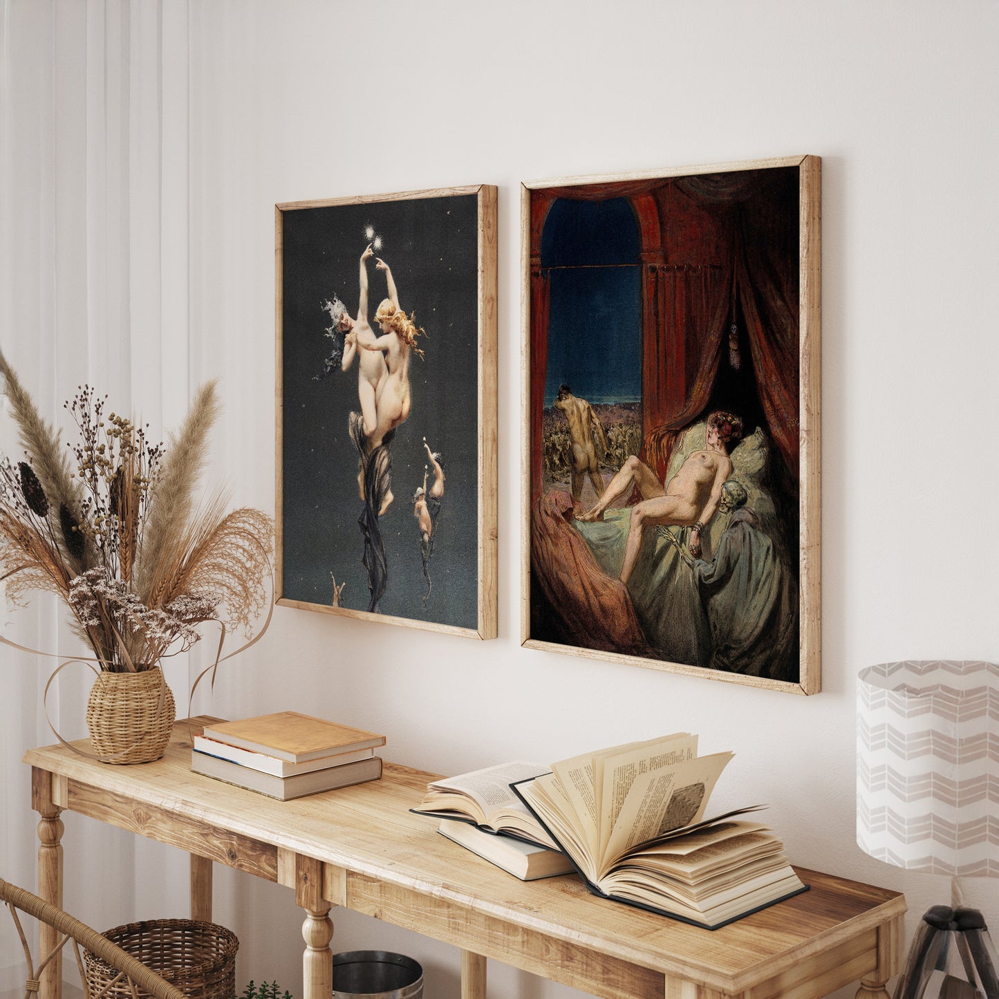 Classical Renaissance Nude Art 4 Piece Wall Art Set - Birth of Venus, Klimt Danae Inspired Print, Museum Fine Art Gallery Wall Set