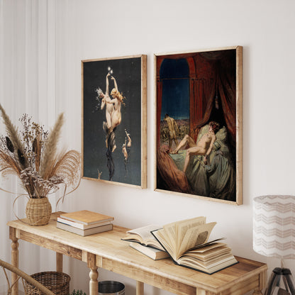 Classical Renaissance Nude Art 4 Piece Wall Art Set - Birth of Venus, Klimt Danae Inspired Print, Museum Fine Art Gallery Wall Set
