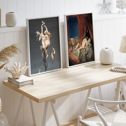 Classical Renaissance Nude Art 4 Piece Wall Art Set - Birth of Venus, Klimt Danae Inspired Print, Museum Fine Art Gallery Wall Set