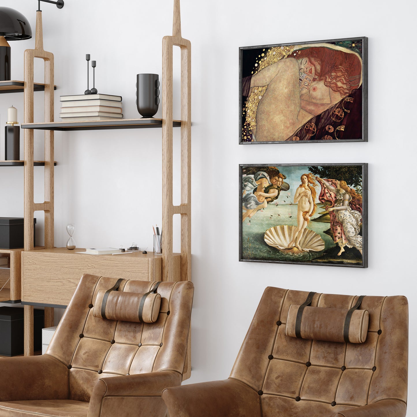 Classical Renaissance Nude Art 4 Piece Wall Art Set - Birth of Venus, Klimt Danae Inspired Print, Museum Fine Art Gallery Wall Set