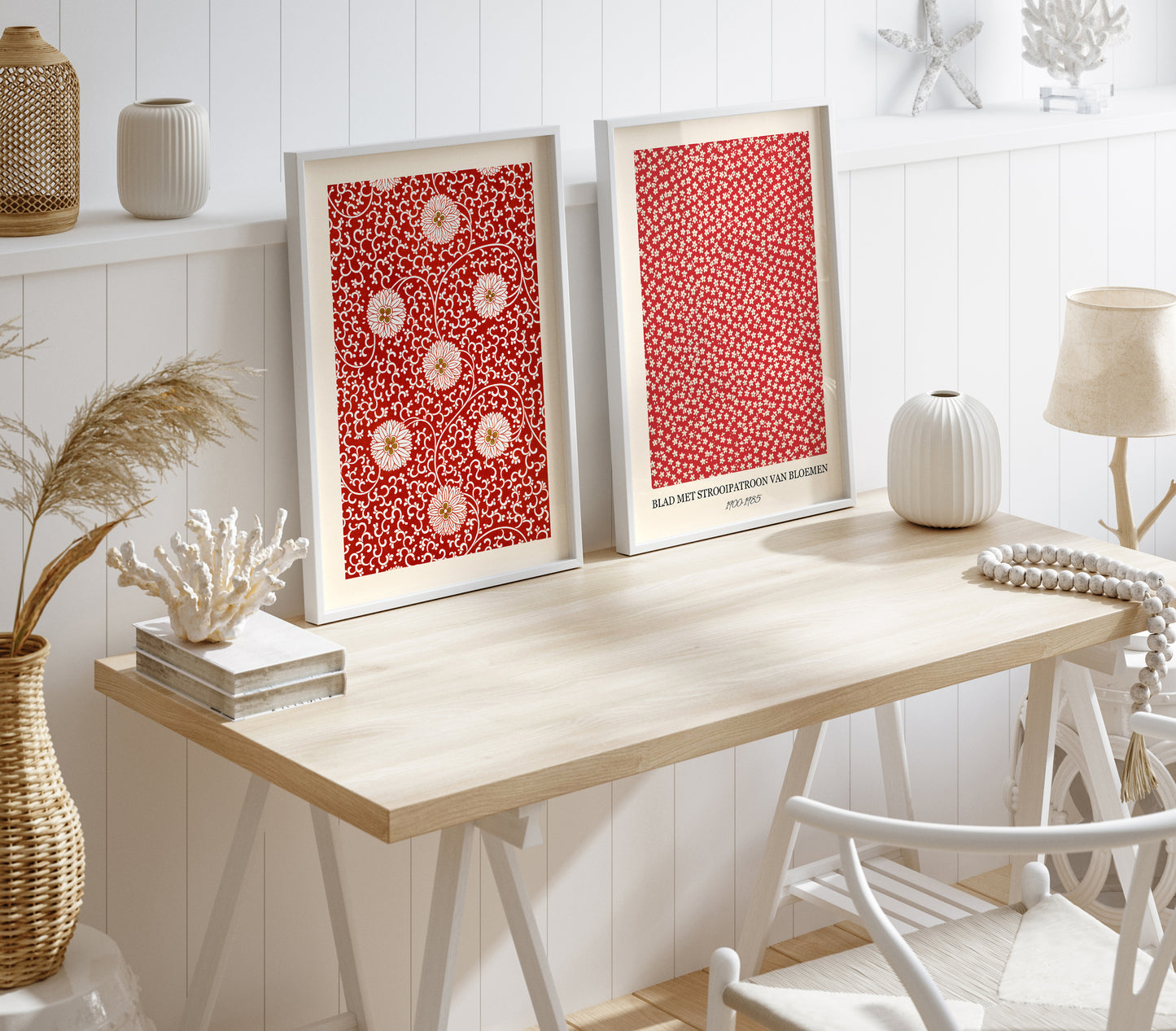 Eclectic Gallery Wall Art Set of 8 — Picasso, William Morris & Vintage Botanical Prints, Wood Framed