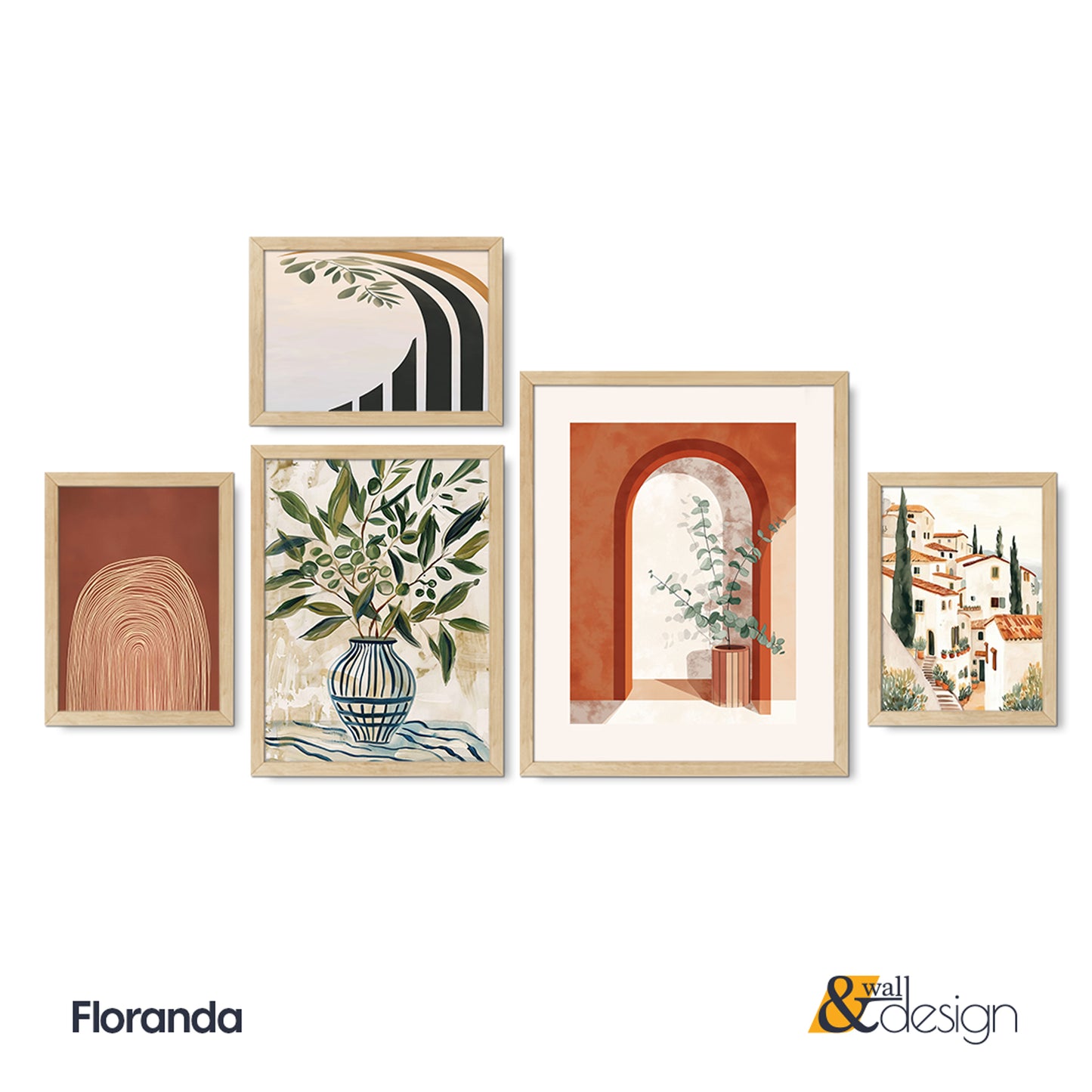 Mediterranean Botanical & Architecture Framed Wall Art Set | Floranda