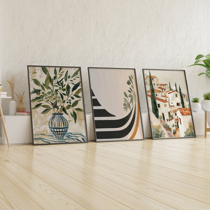 Mediterranean Botanical & Architecture Framed Wall Art Set | Floranda
