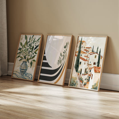 Mediterranean Botanical & Architecture Framed Wall Art Set | Floranda