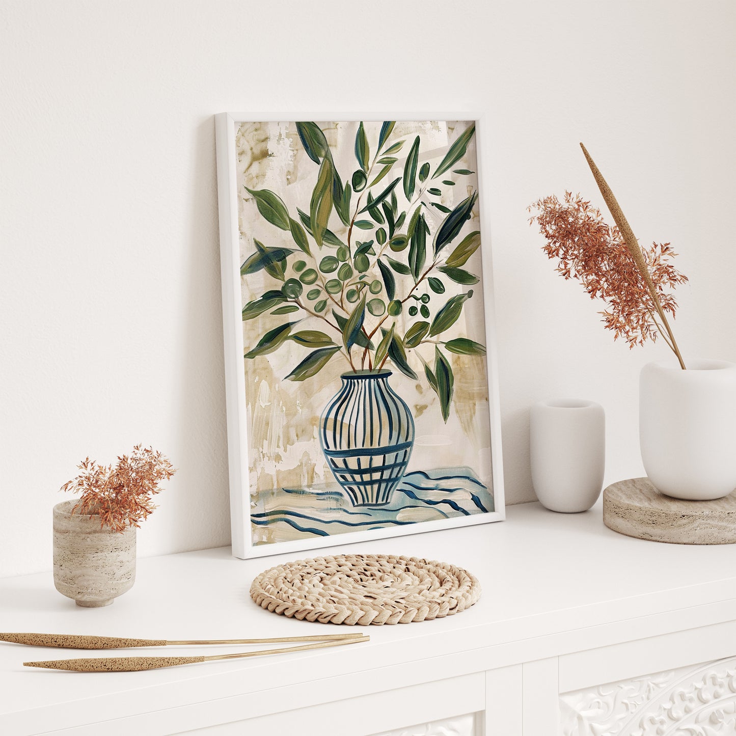 Mediterranean Botanical & Architecture Framed Wall Art Set | Floranda