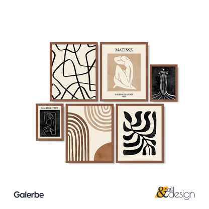 Galerbe - Abstract Matisse Framed Wall Art Set of 6