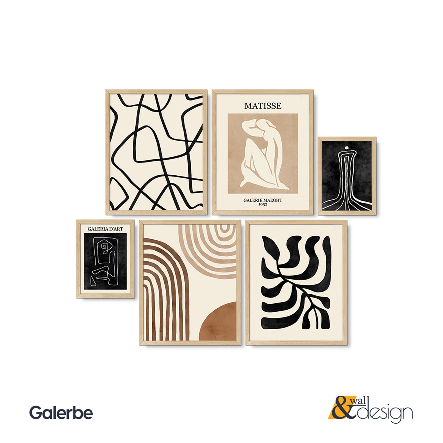 Galerbe - Abstract Matisse Framed Wall Art Set of 6