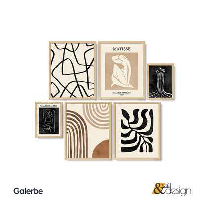 Galerbe - Abstract Matisse Framed Wall Art Set of 6