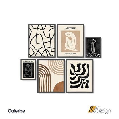 Galerbe - Abstract Matisse Framed Wall Art Set of 6