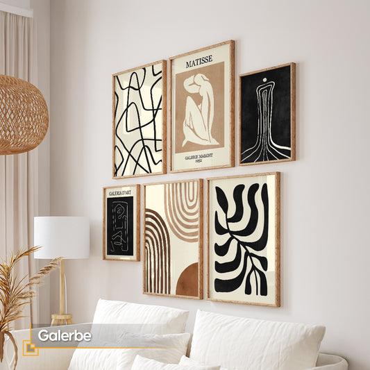 Galerbe - Abstract Matisse Framed Wall Art Set of 6