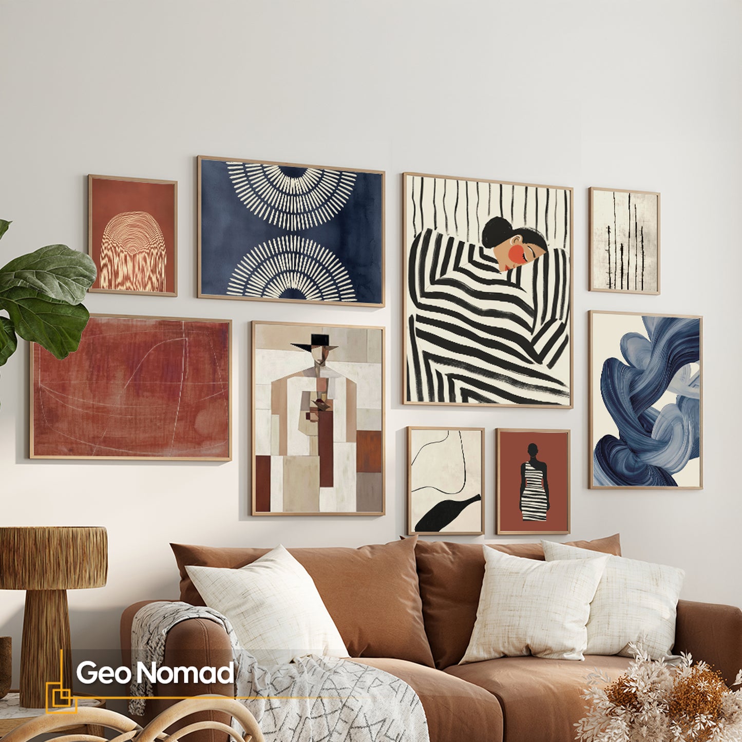 Framed Minimalist Geometric & Portrait Wall Art Gallery | Geo Nomad