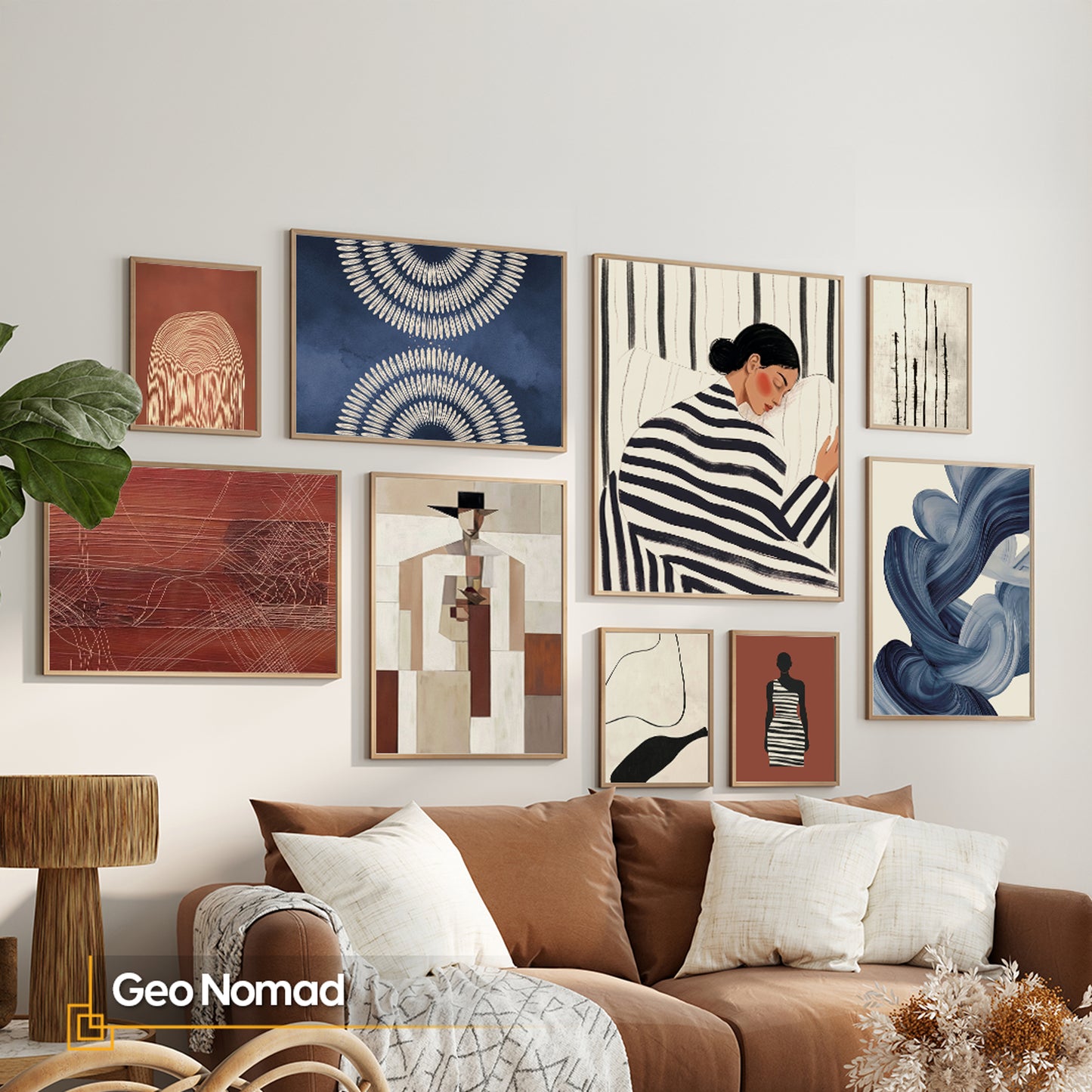 Framed Minimalist Geometric & Portrait Wall Art Gallery | Geo Nomad