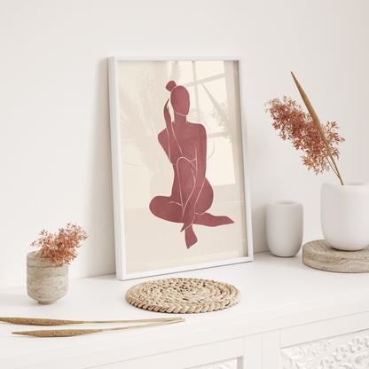 Dusty Rose Abstract Line Art Wall Art Set of 3 – Framed Prints