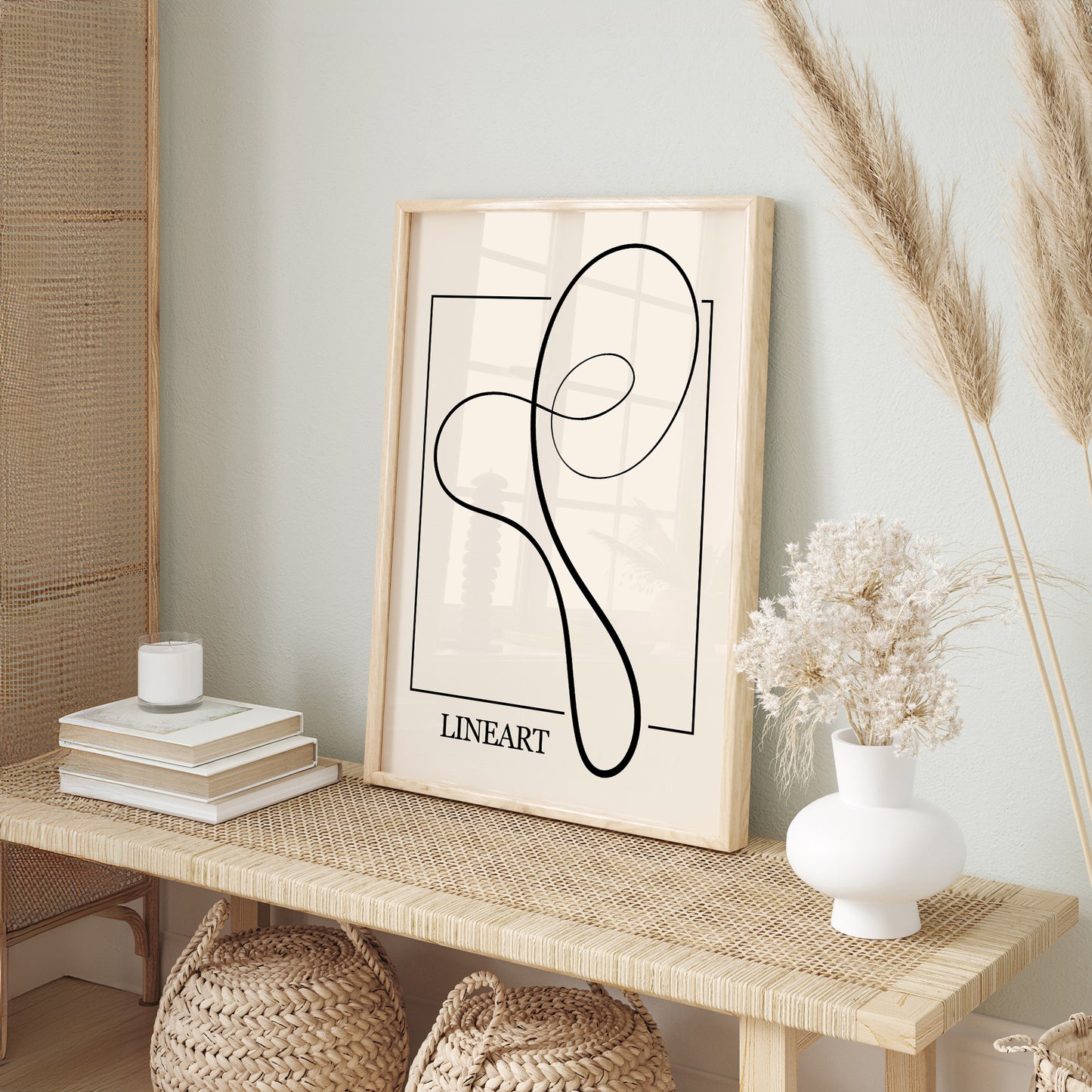 Dusty Rose Abstract Line Art Wall Art Set of 3 – Framed Prints