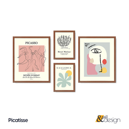 Picasso & Matisse Inspired Framed Wall Art Set | Mid Century Modern Gallery Wall Decor