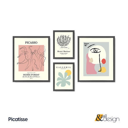 Picasso & Matisse Inspired Framed Wall Art Set | Mid Century Modern Gallery Wall Decor