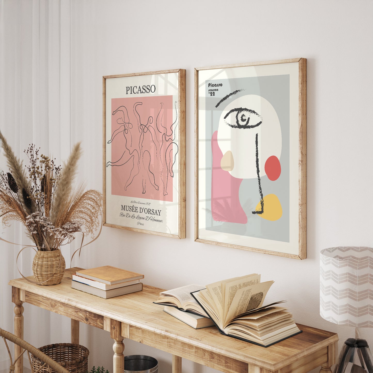 Picasso & Matisse Inspired Framed Wall Art Set | Mid Century Modern Gallery Wall Decor
