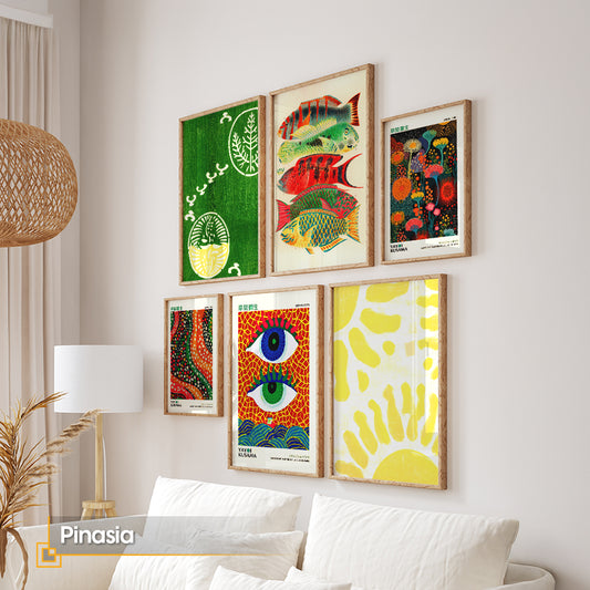 Japanese Pop Art Framed Wall Art Set of 6 | Pinasia