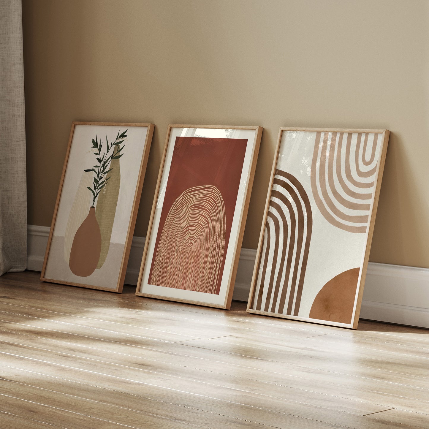 6 Pieces Boho Gallery Wall Set - Abstract, Botanical, and Figurative Wall Art Collection | Rearose