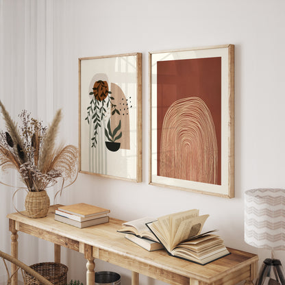 6 Pieces Boho Gallery Wall Set - Abstract, Botanical, and Figurative Wall Art Collection | Rearose