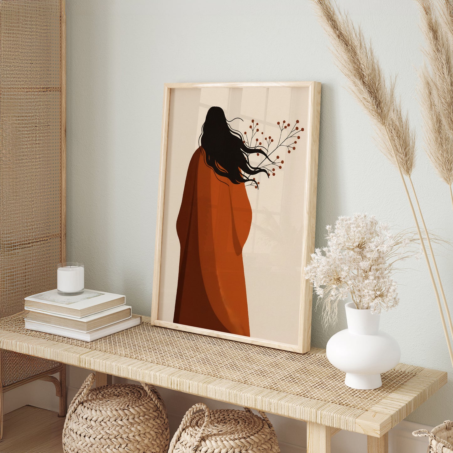 6 Pieces Boho Gallery Wall Set - Abstract, Botanical, and Figurative Wall Art Collection | Rearose