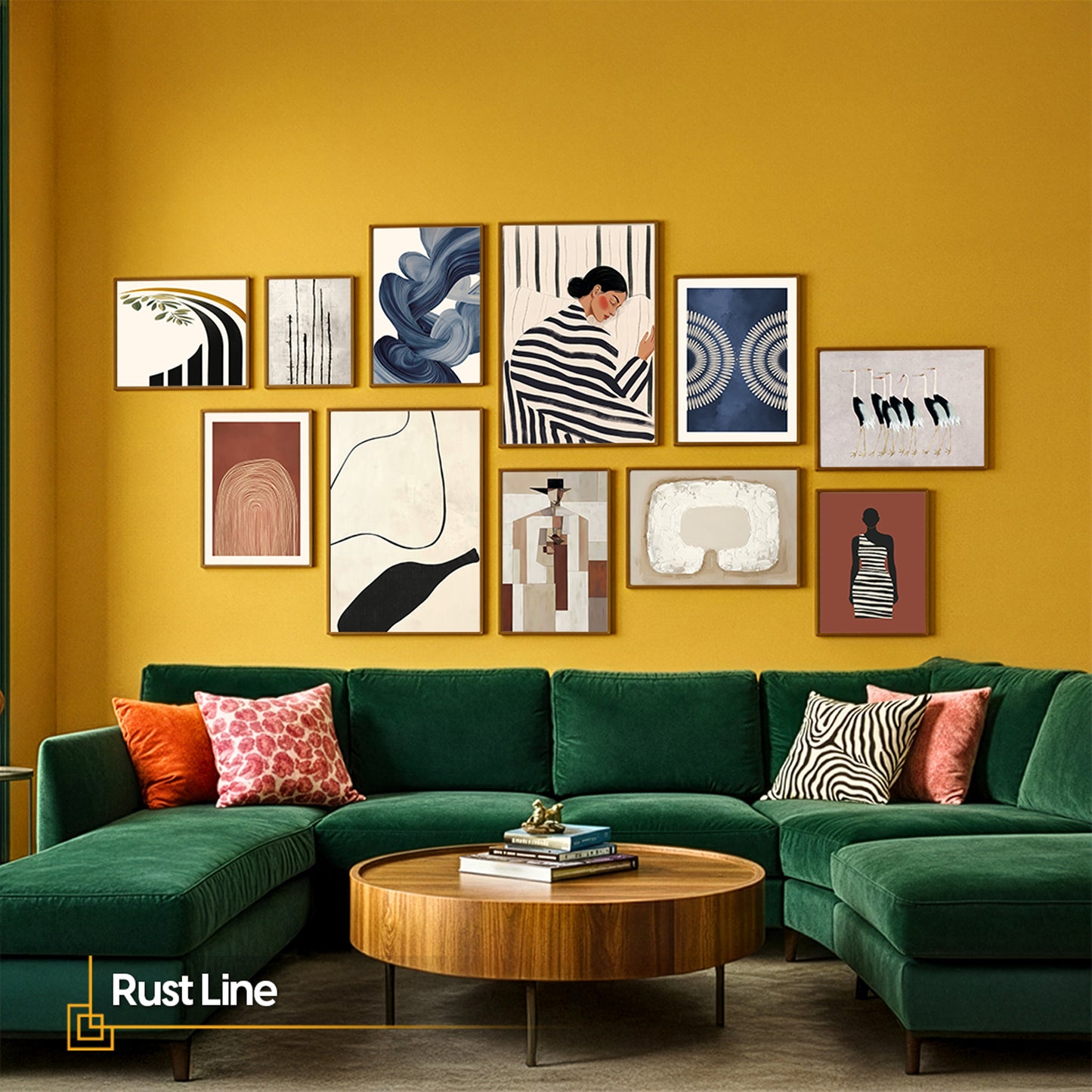 Modern Eclectic Gallery Wall Set of 11 Framed Art Prints | Abstract & Minimalist Wall Decor