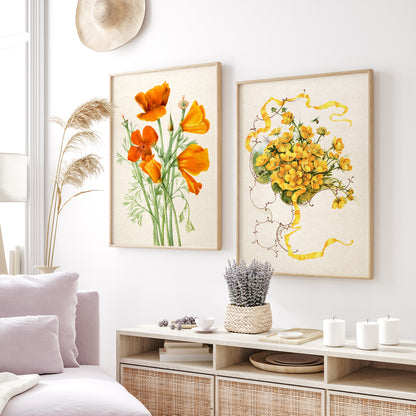 Botanical Floral Wooden Framed Wall Art Print Set of 3