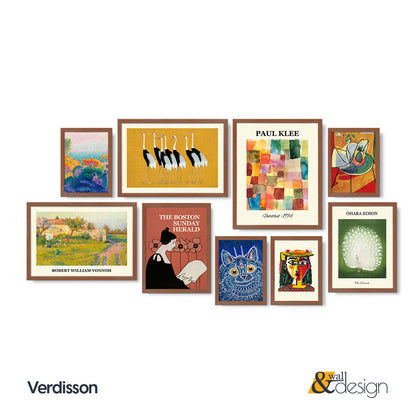 Verdisson Art Gallery Wall Set of 9 Pieces - Mixed Masterpieces (Klee, Koson, Vonnoh, Cranes, Portrait)