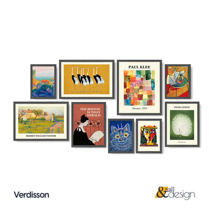 Verdisson Art Gallery Wall Set of 9 Pieces - Mixed Masterpieces (Klee, Koson, Vonnoh, Cranes, Portrait)