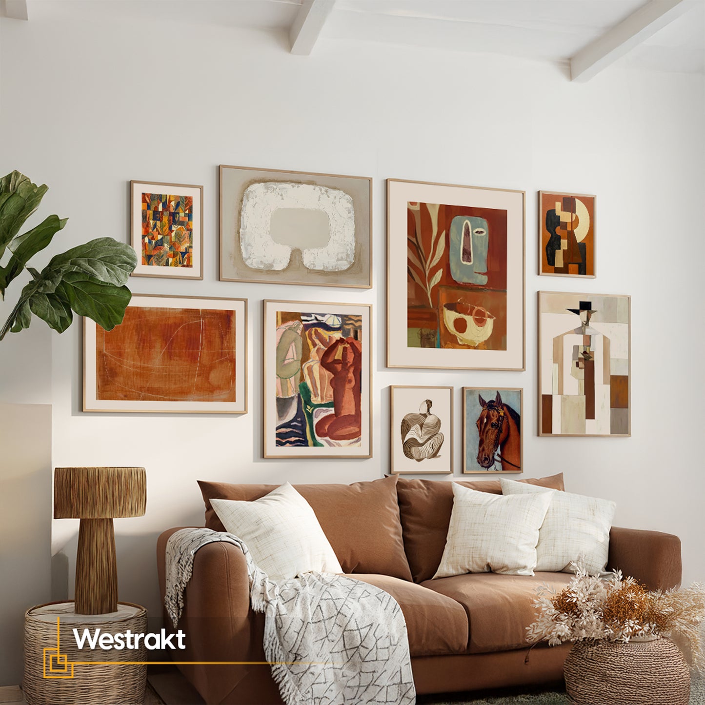Westrakt Curated Framed Wall Art Gallery Set - 9 Mid-Century & Abstract Prints
