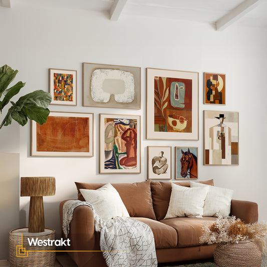 Westrakt Curated Framed Wall Art Gallery Set - 9 Mid-Century & Abstract Prints