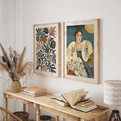 Burnt Orange Gallery Wall Set with Eclectic Curated Wall Art Prints Bundle, Ready to Hang Organic Modern Living Room Wall Decor