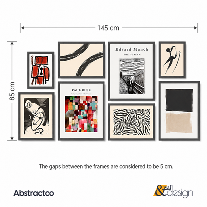 Modern Abstract Gallery Wall Set – 8-Piece Wooden Framed Art