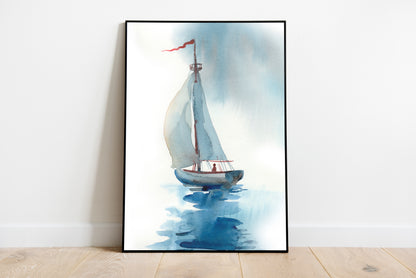 Free Soul - 6 Pieces Nautical Watercolor Gallery Wall Set FRAMED