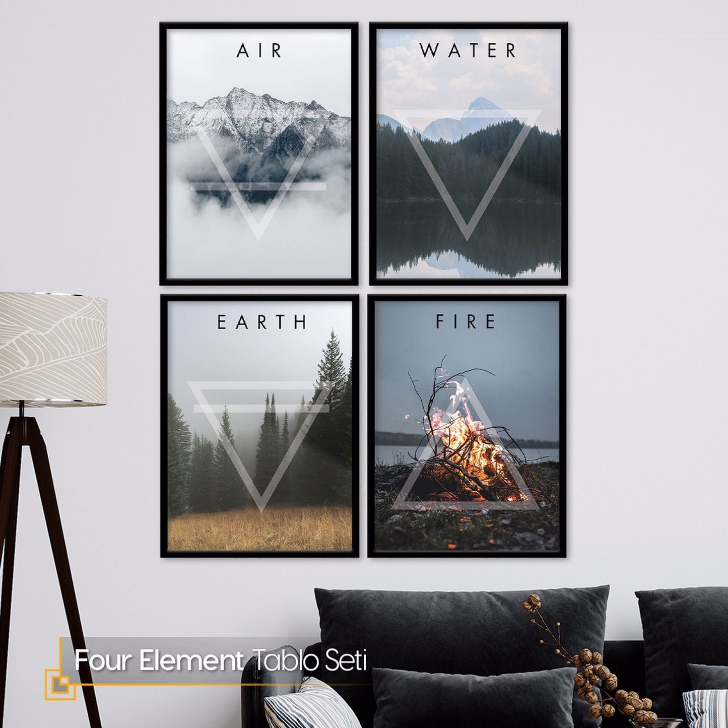 Four Elements - Wall Art FRAMED Nature Art Set of 4 Pieces