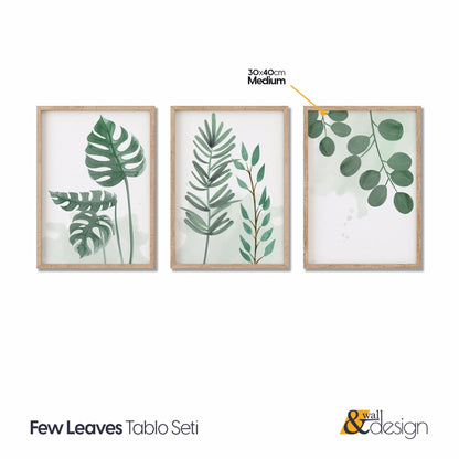 Few Leaves 3 Pieces Watercolor Botanical FRAMED Wall Art
