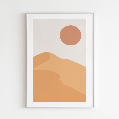 Sun Face - Mid-Century FRAMED Wall Art Set of 5 Pieces