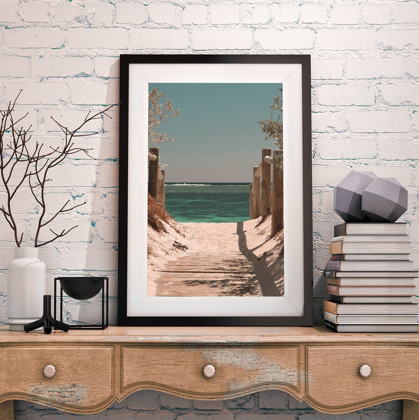 Neutral Ocean Gallery Wall Set of 5 FRAMED Coastal Landscape Print Collection Beach Pampas Framed Poster Modern Wall Decor Frame Set