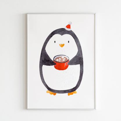 Happy Penguin - Wooden Framed Nursery Wall Art Set of 3 Pieces