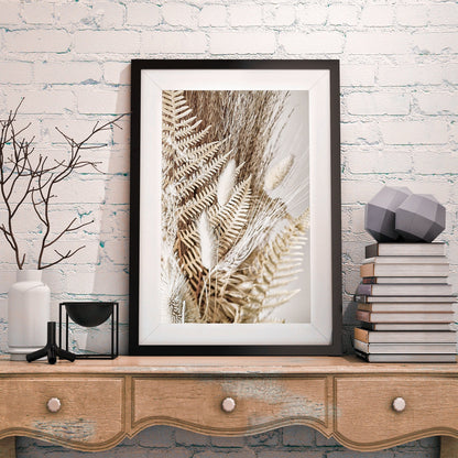 Sweet Leafs - Neutral Boho Gallery FRAMED Wall Decor Print Set of 6 Pieces