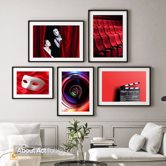 About Act - 5 Pieces Wooden FRAMED Theatre Poster Set