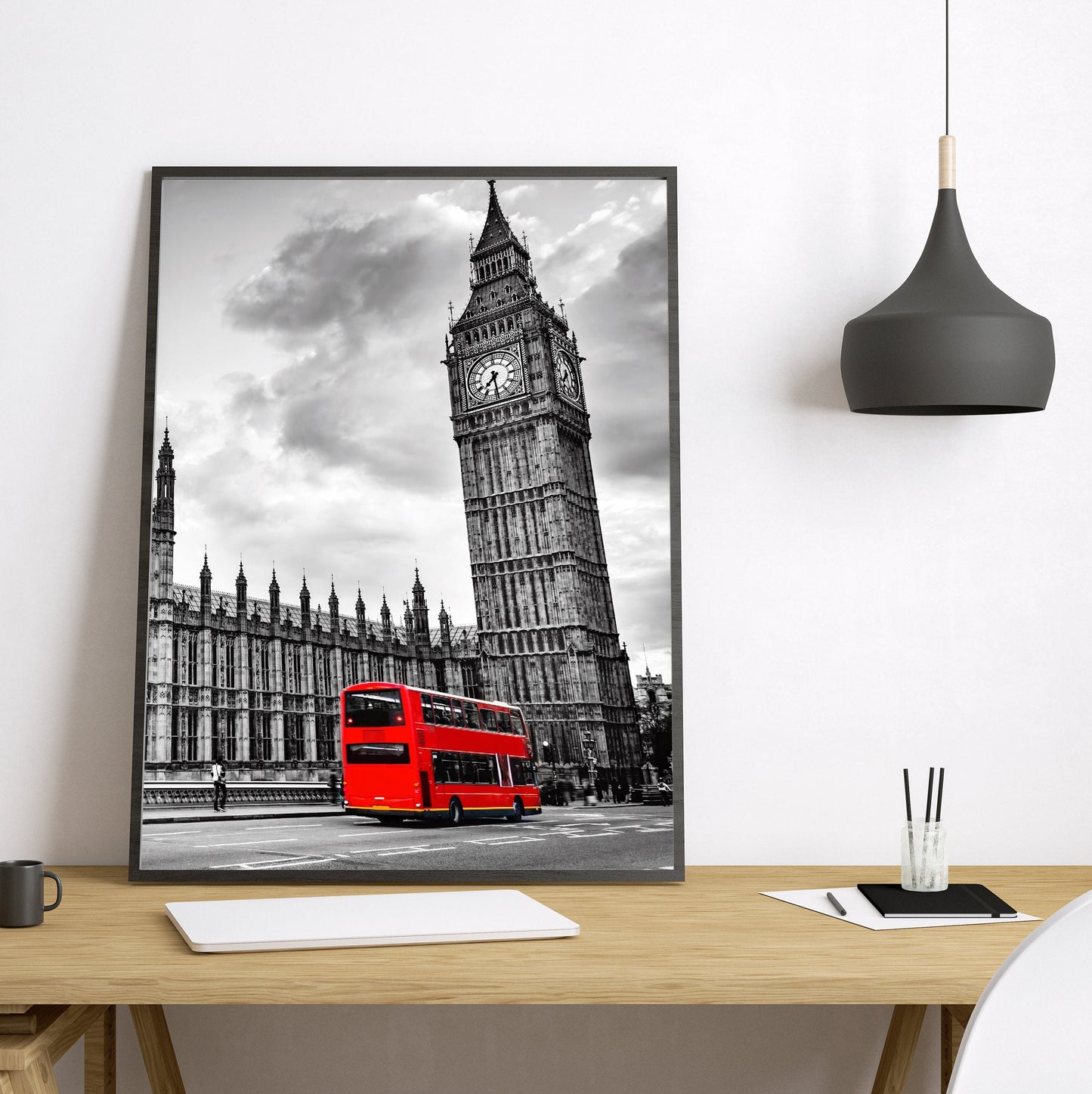 London City Wall Art Set of 5 FRAMED Red Phone Box Framed  Prints London Architecture Framed Prints London Cityscape Poster Framed