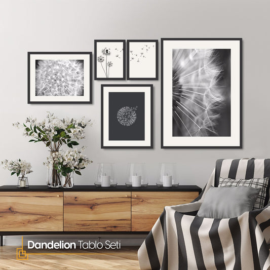 Dandelion Wall Art Set FRAMED Framed Dandelion Wall Art Set Of 5 Gallery Wall Framed Set of 5 Black And White Dandelion Prints