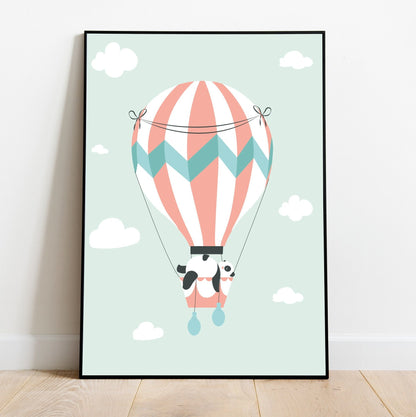 Flaying Panda - Framed Nursery Wall Art Set of 3 Pieces