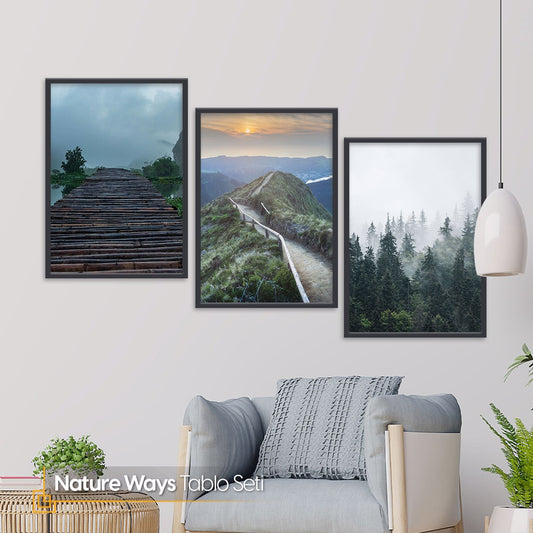 Nature Forest Art Print Set of 3 FRAMED  Mountain Framed Art Set Landscape Wall Art Digital Prints Framed Forest Lake Trees Print